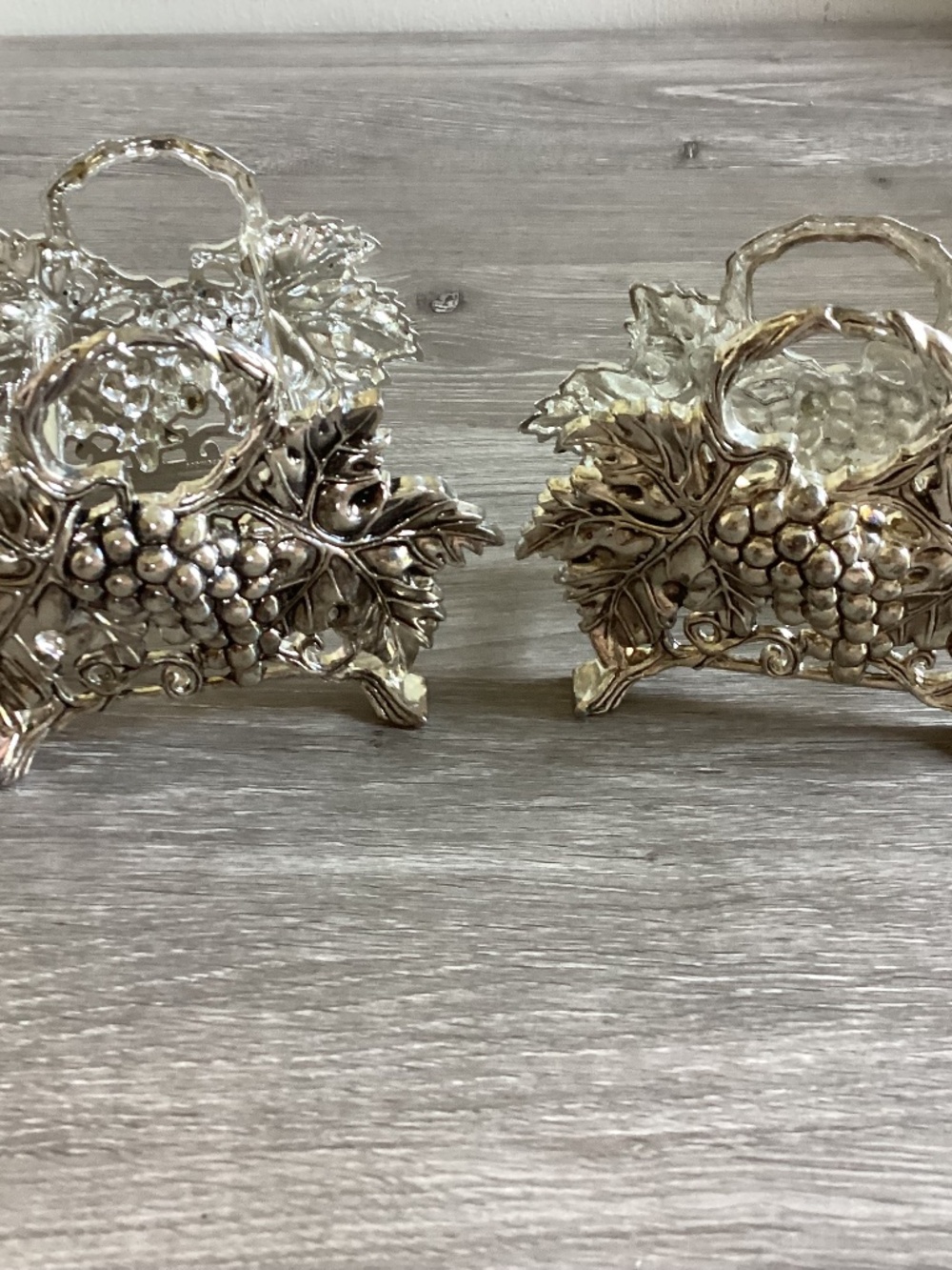 Vtg Godinger Silver-plate Grape Napkin Holder & Knife Flatware Buffet Caddy Set